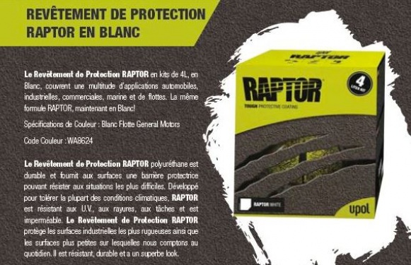 REVÊTEMENT DE PROTECTION RAPTOR EN BLANC